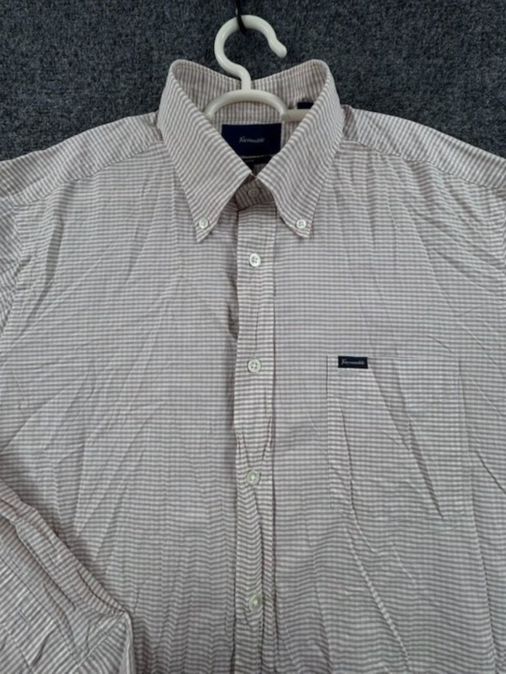 Faconnable Club Large Check Cotton Button-Down Red Mens Long Sleeve French Shirt
